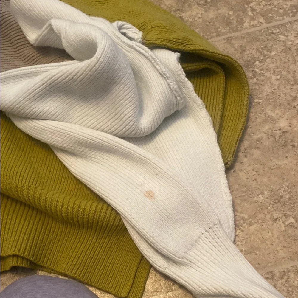 Free People Colorblock Crewneck Sweater in Olive, Taupe & White